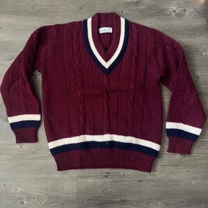Billie Jo vintage collegiate varsity cricket preppy V-neck sweater